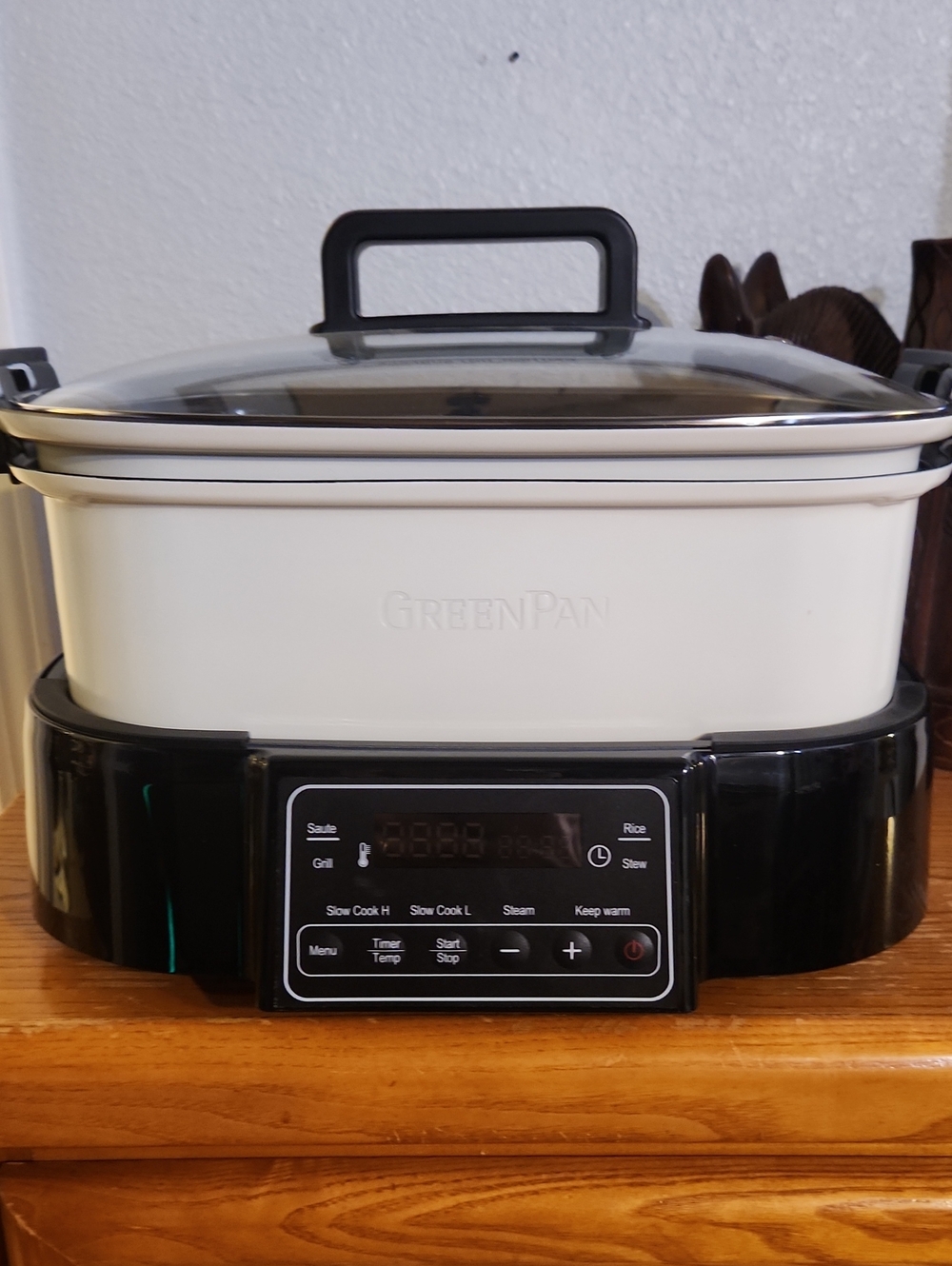 GreenPan Cream & Black Multi-Function Electric Cooker with Glass Lid